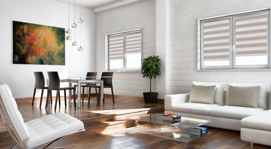 Doppelrollo 5102 Wohnzimmer Grau