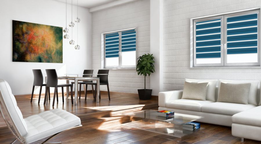 Doppelrollo 5105 Wohnzimmer Blau