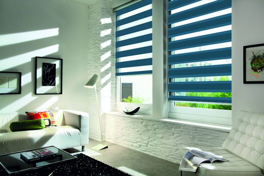 Doppelrollo 5105 Wohnzimmer Blau