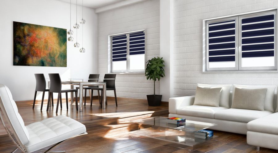 Doppelrollo 5103 Wohnzimmer Blau