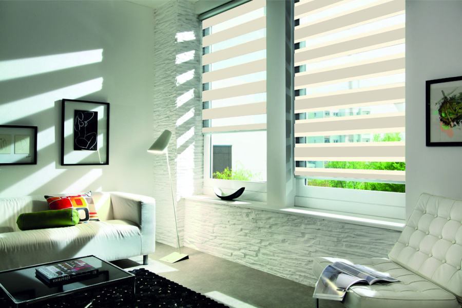 Doppelrollo 5055 Wohnzimmer Weiß