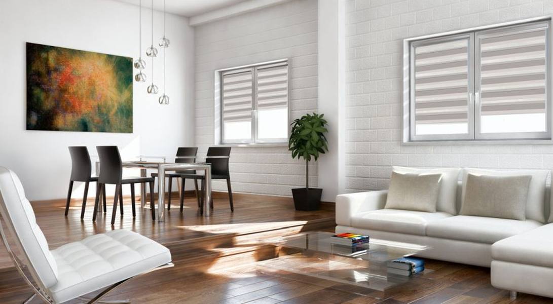 Doppelrollo 5060 Wohnzimmer Grau