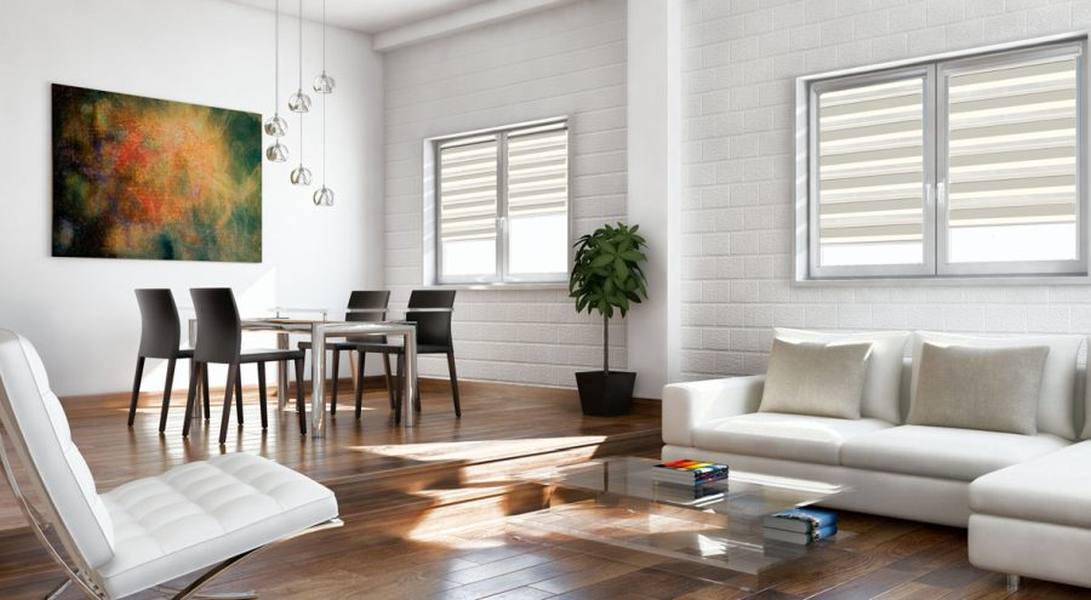 Doppelrollo 5029 Wohnzimmer Weiß