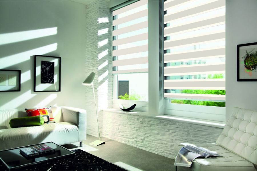 Doppelrollo 5029 Wohnzimmer Weiß