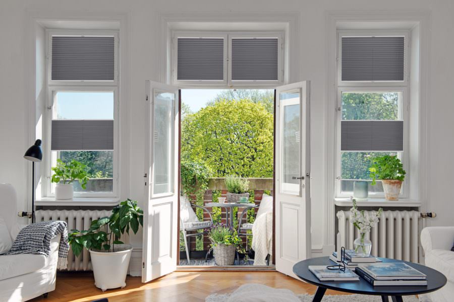 Plissee 1023 Wohnzimmer Grau