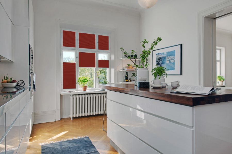 Plissee 1550 Küche Rot