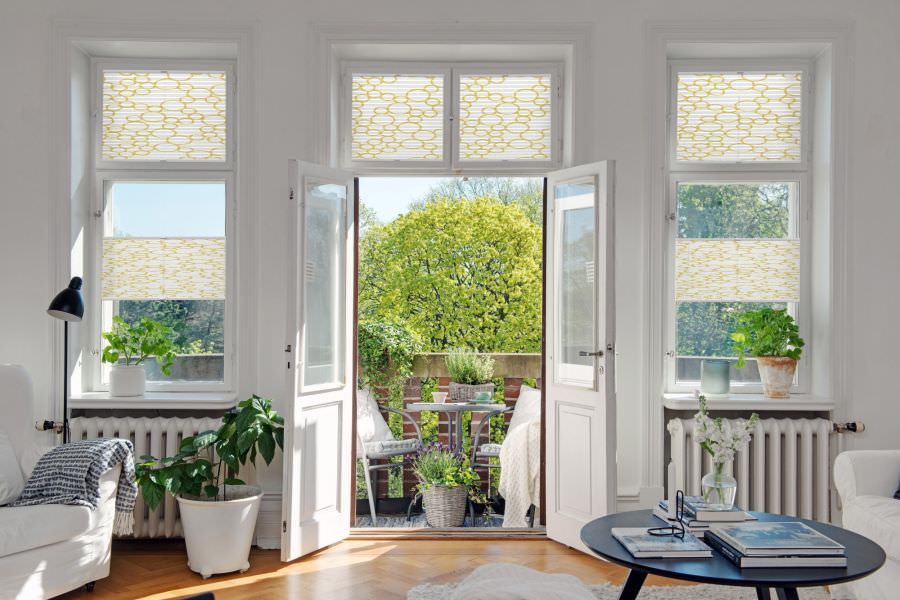Plissee 1750 Wohnzimmer Gelb , Weiß