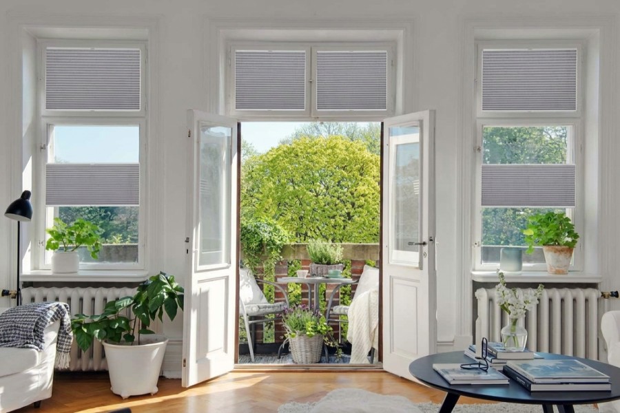 Plissee Freja Perl 1782 Wohnzimmer