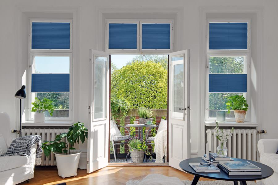 Plissee 1910 Wohnzimmer Blau