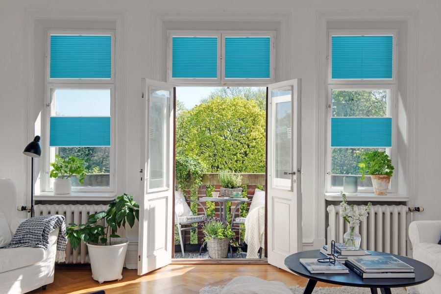 Plissee 1917 Wohnzimmer Blau