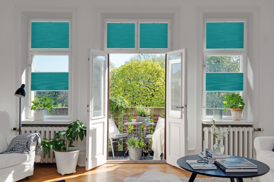 Plissee 4228 Wohnzimmer Blau