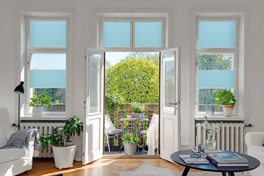 Plissee Wabe Rimano 4389 Wohnzimmer