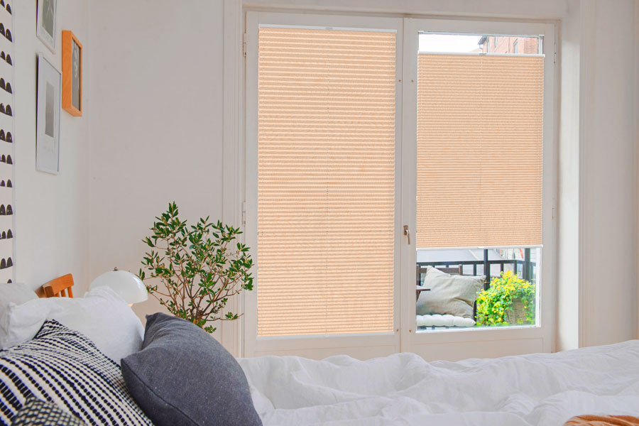 Plissee Wabe Uni 4209 Schlafzimmer