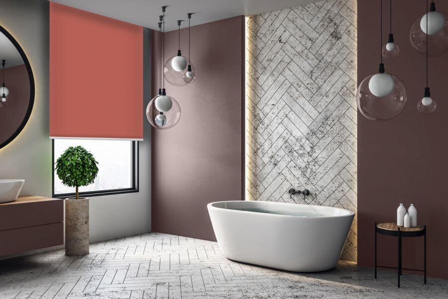 Rollo Basic Dimout 3735 in rot - Badezimmer