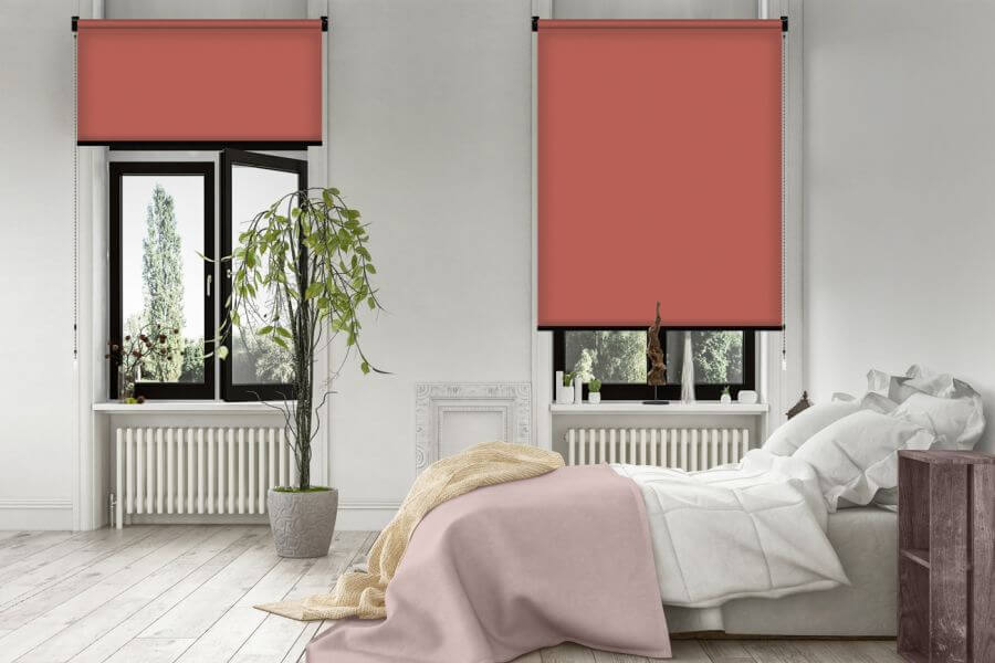 Rollo Basic Dimout 3735 in rot - Schlafzimmer