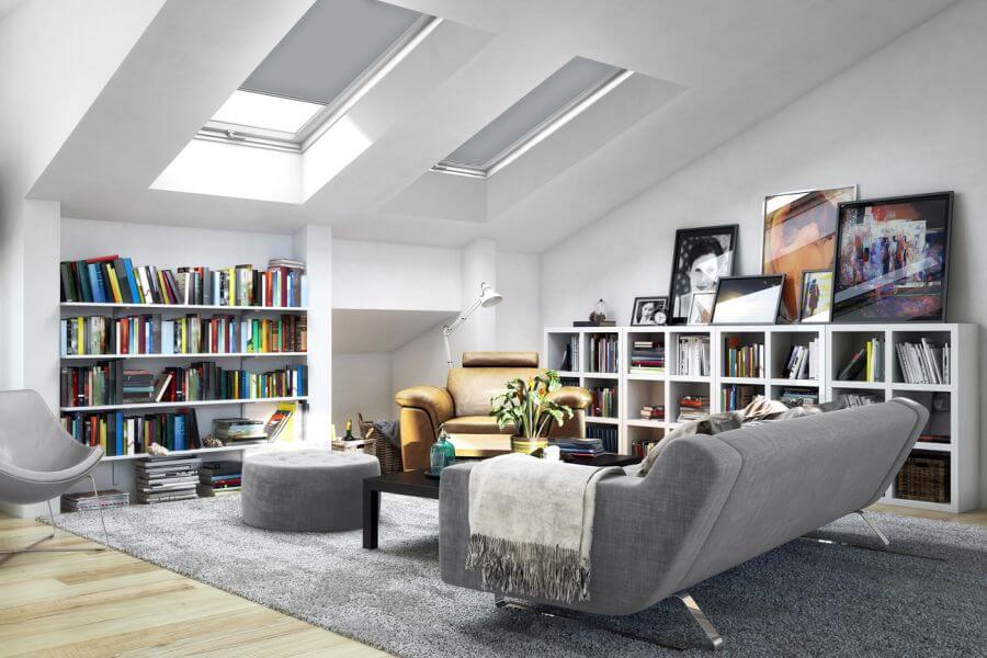 Rollo Levigo 3732 in grau - Dachfenster Wohnzimmer