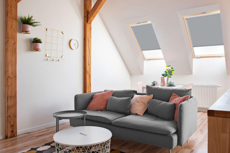 Rollo Levigo 3732 in grau - Dachfenster Wohnzimmer