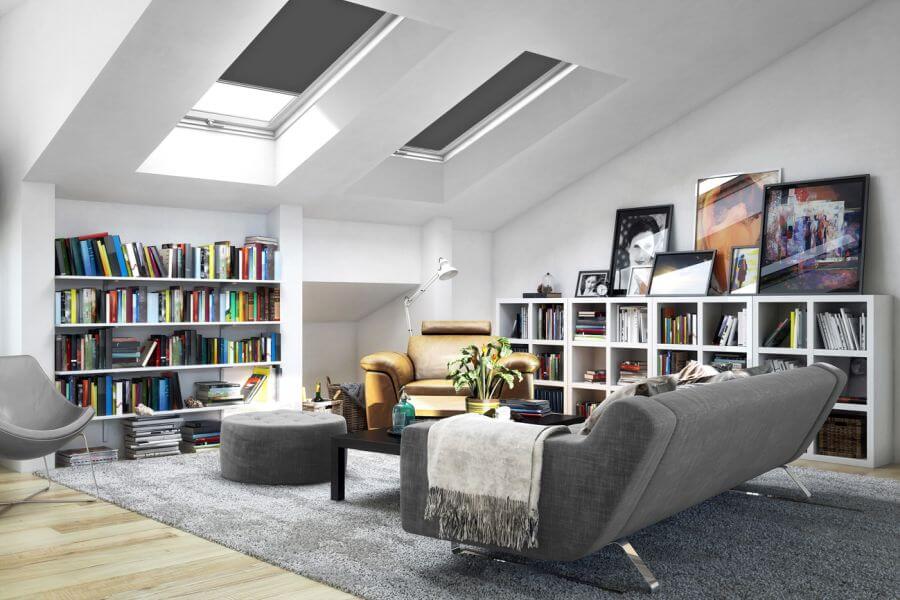 Rollo Levigo 3733 in grau - Dachfenster Wohnzimmer