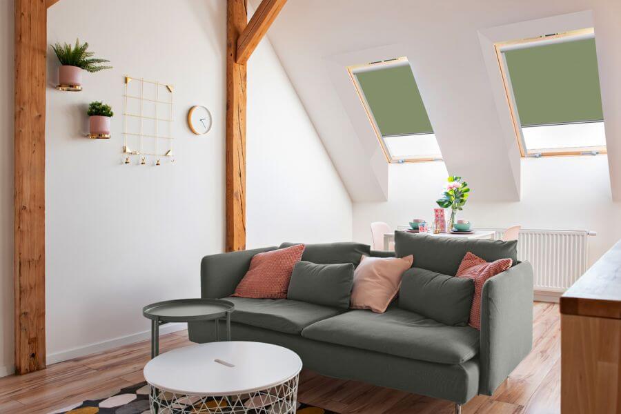 Rollo Levigo 3734 in grün - Dachfensterrollo Wohnzimmer