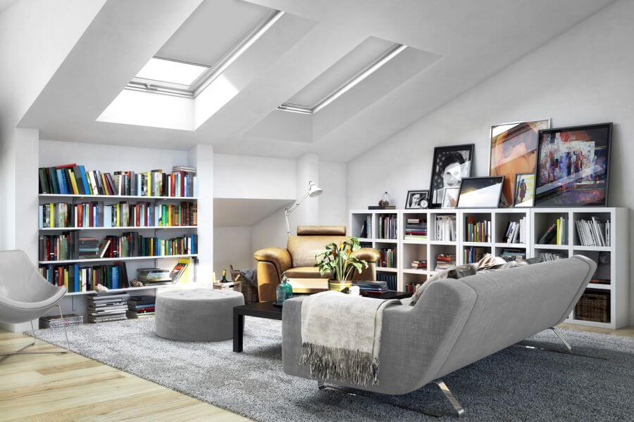 Dachfensterrollo Tetto 3738 in grau - Wohnimmer