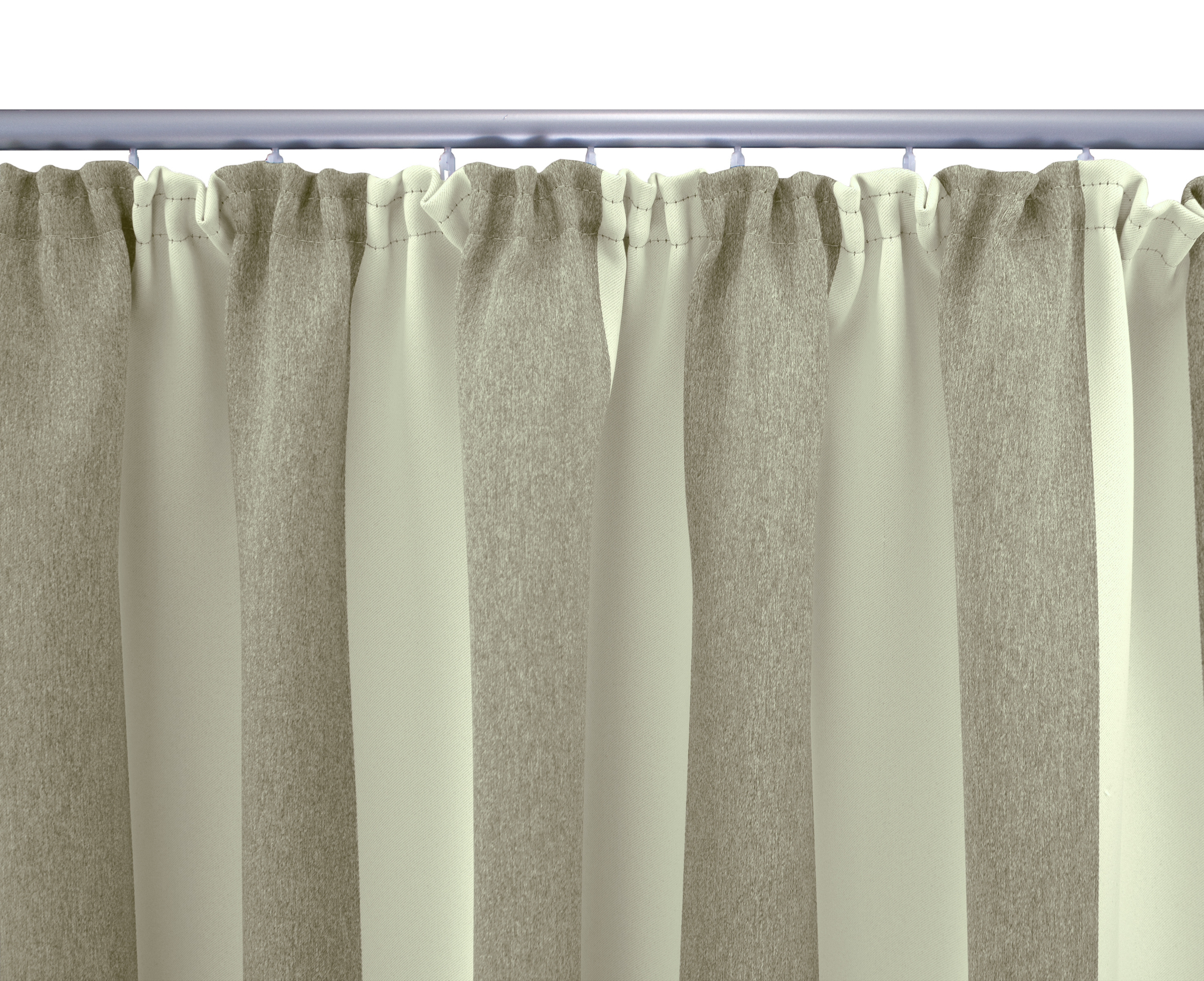 Beige Kräuselband Aufhängung