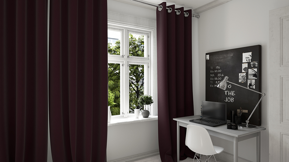 Dunkelbordeaux Arbeitszimmer 1
