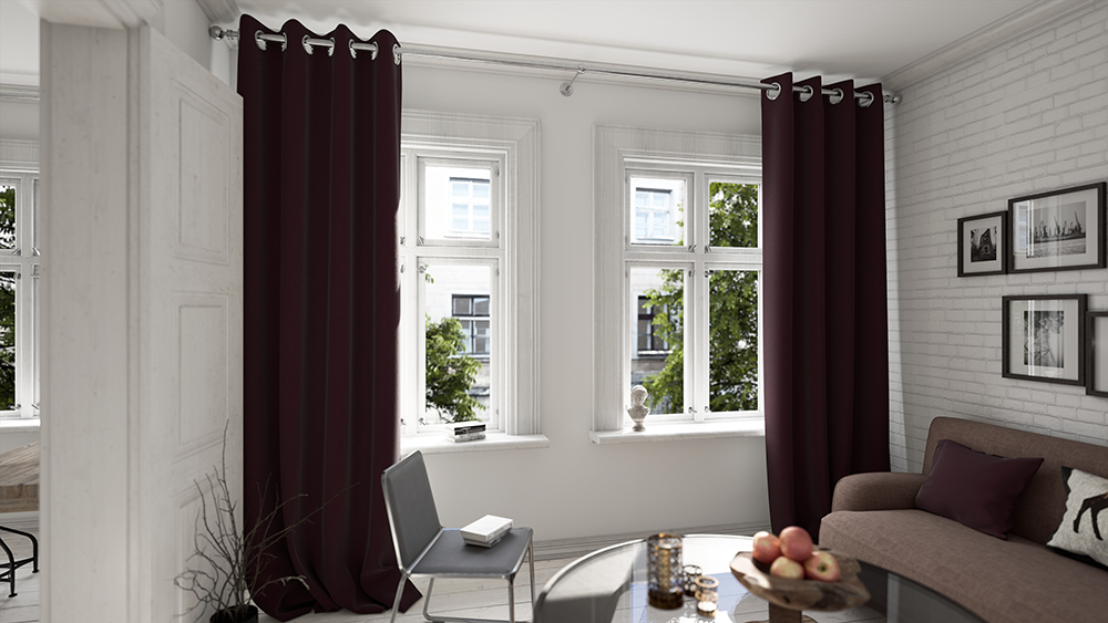 Dunkelbordeaux Wohnzimmer