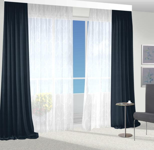 Dunkelblau Ösenschal Fenster