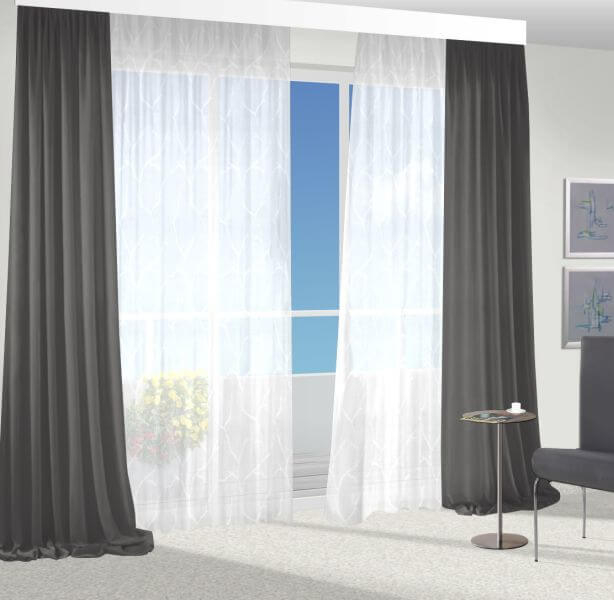 Grau Ösenschal Fenster
