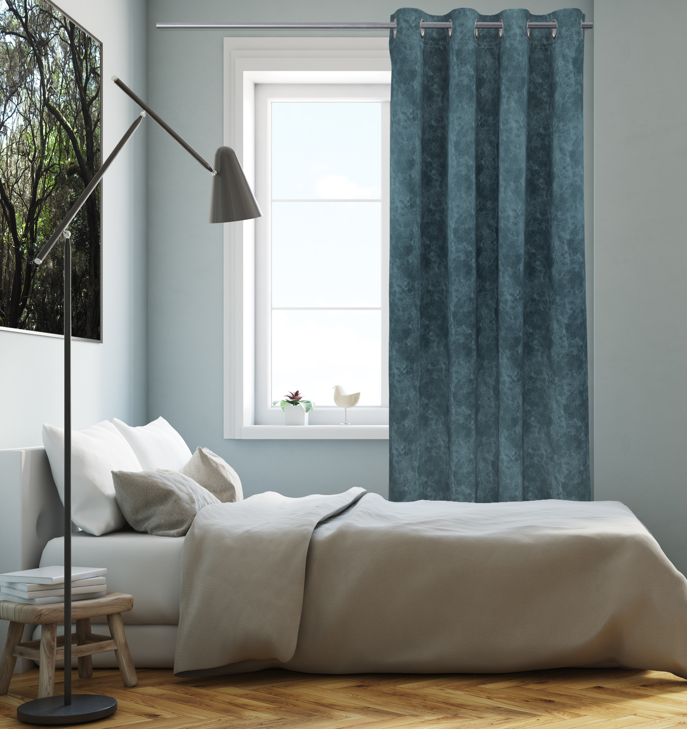 Blau Ösenschal Fenster