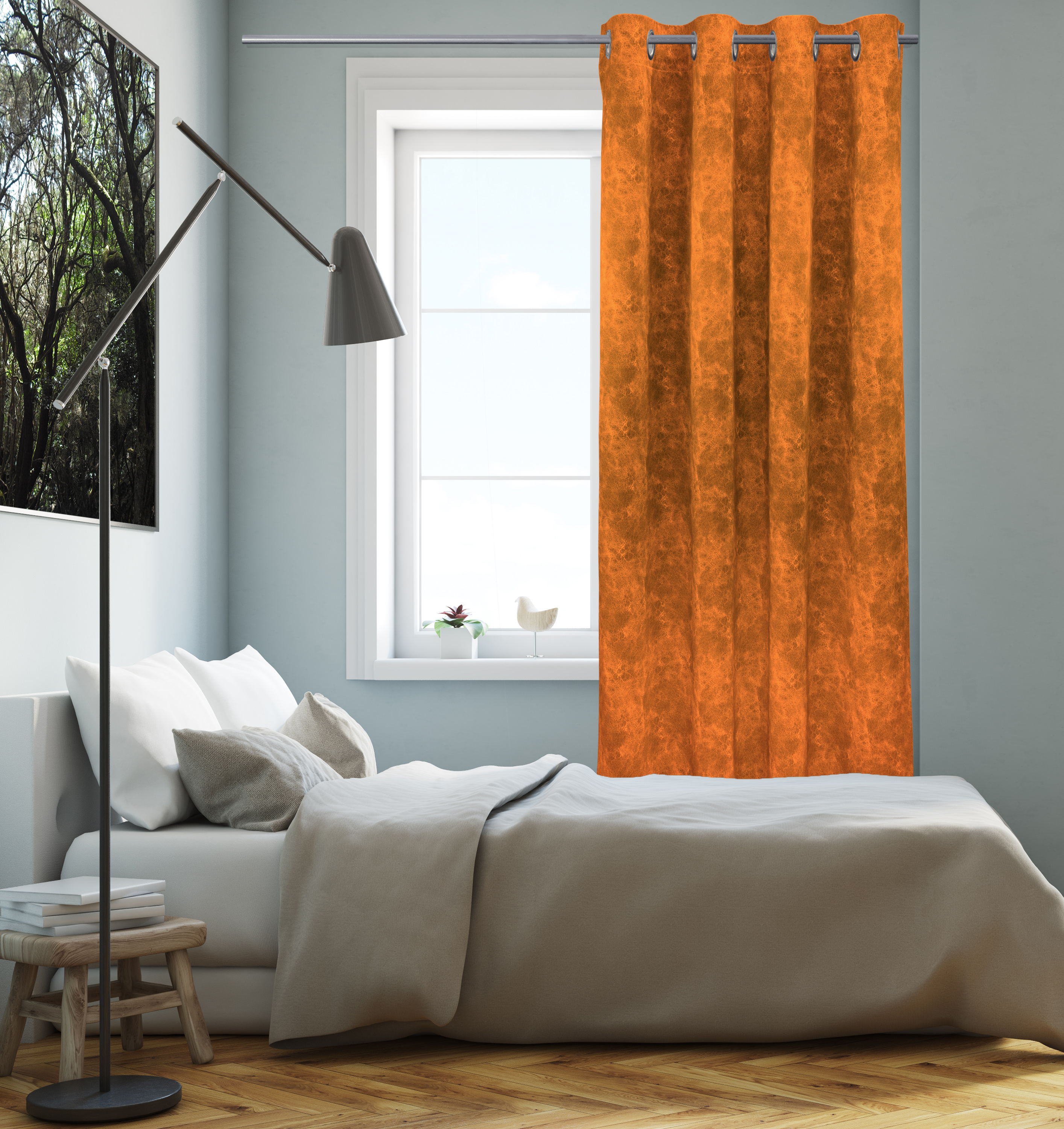 Orange Ösenschal Fenster