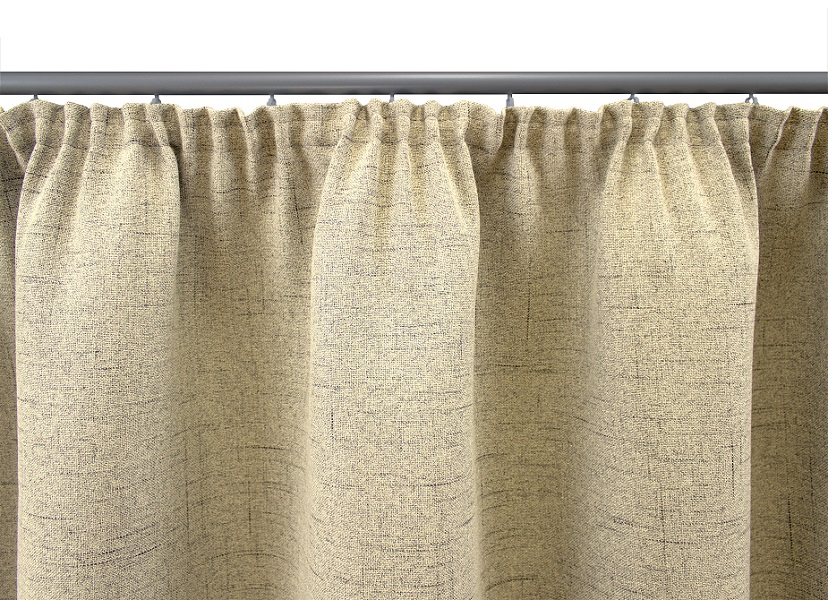 Beige Kräuselband Aufhängung Detail