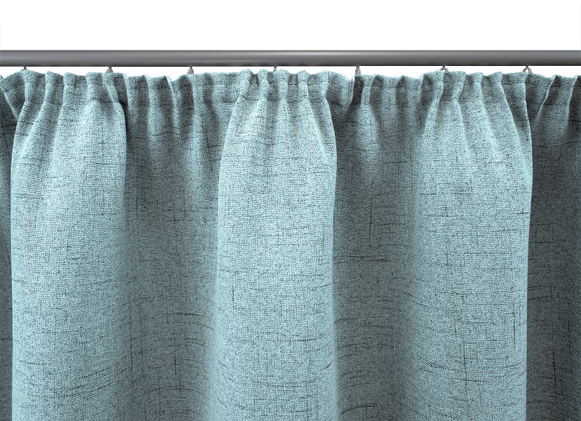 Hellblau Kräuselband Aufhängung Detail