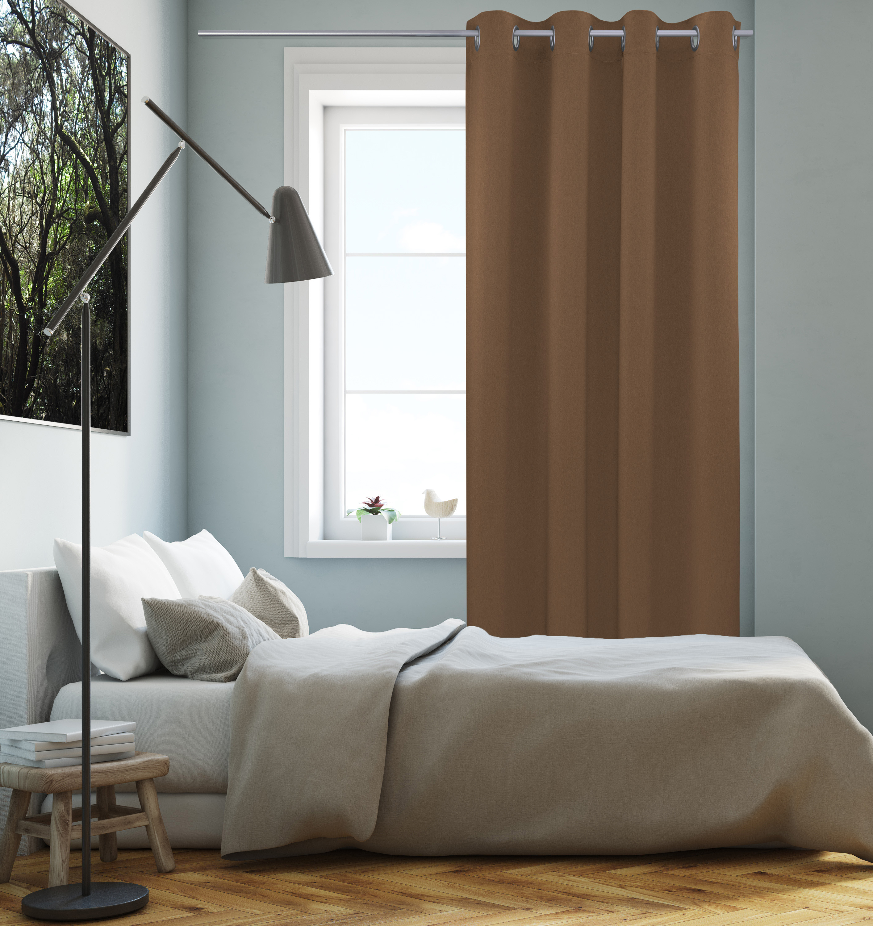 Braun Ösen Schlafzimmer