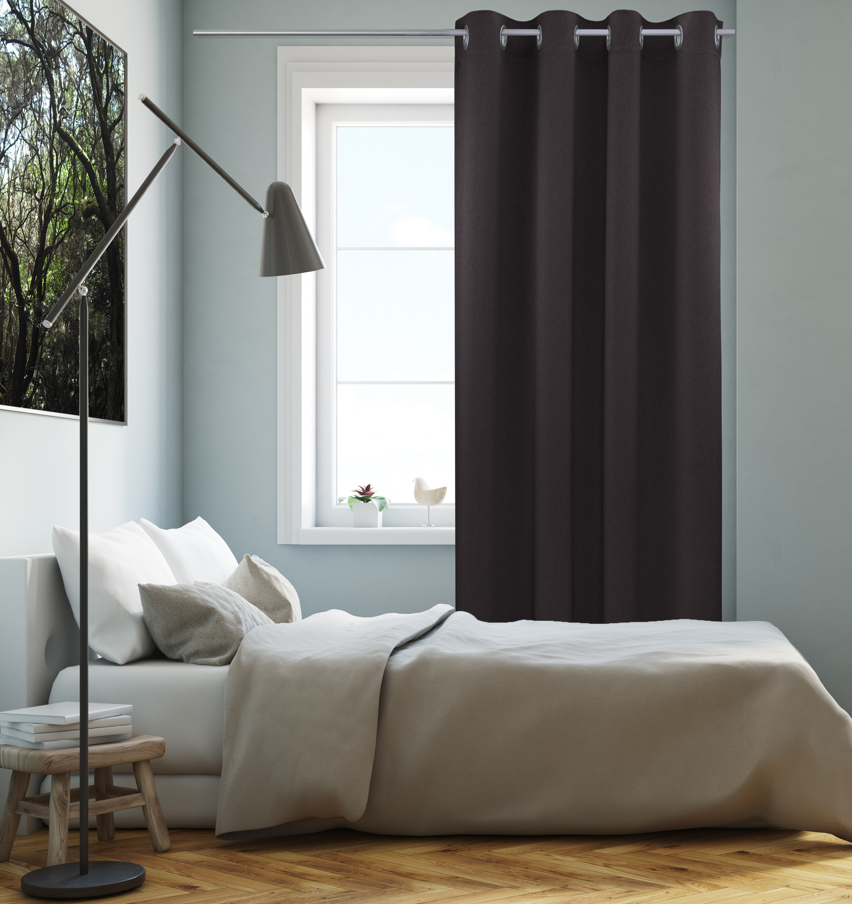 Dunkelbraun Ösen Schlafzimmer