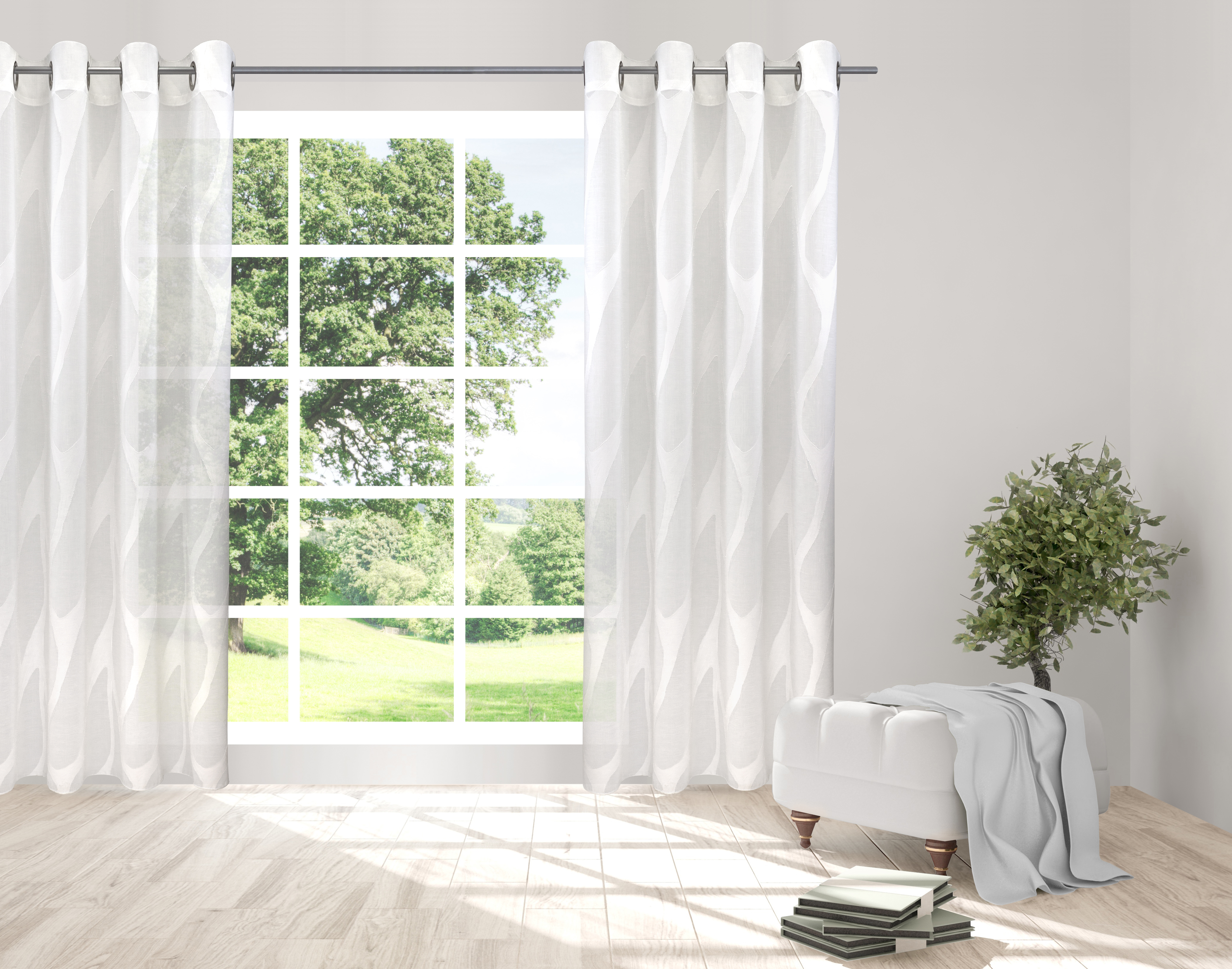 Creme Ösen Fenster