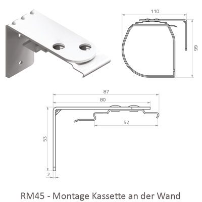 Rollo RM45 mit Kassette - Montage an der Wand
