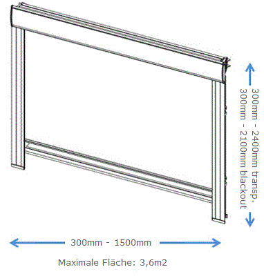 Dachfensterrollo - technische Zeichnung