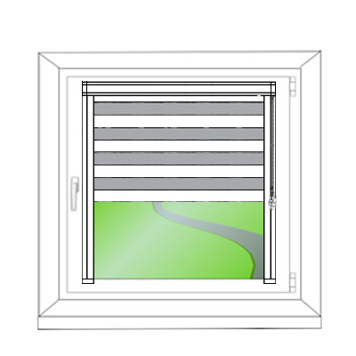 Doppelrollo Mini zum Kleben - Ansicht am Fenster