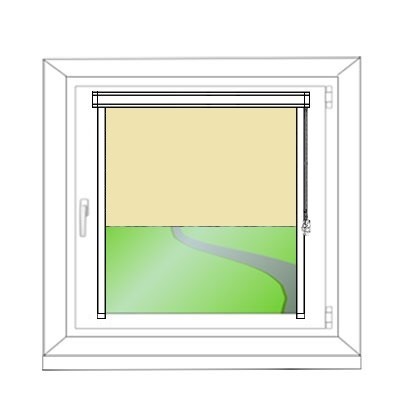 Mini-Rollo mit Führungsschienen - Ansicht am Fenster