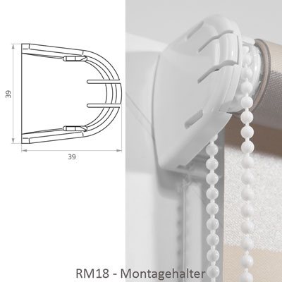 Rollo RM18 Montagehalter mit Abmessungen