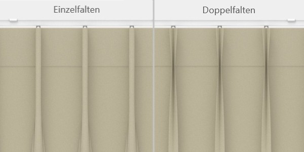 Vorhang mit Einzel- und Doppelfalten